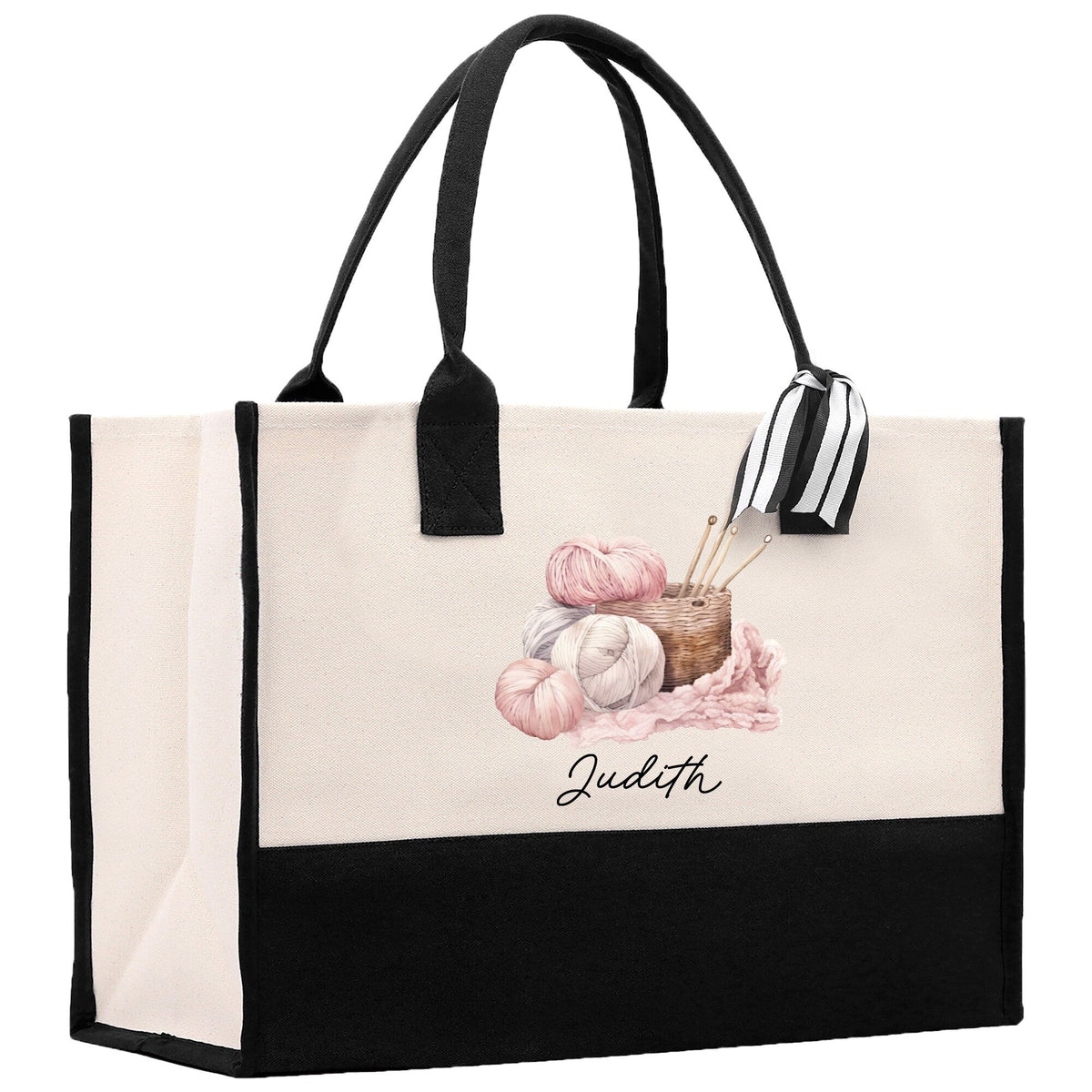 Personalized Knitting Cotton Canvas Tote Bag Custom