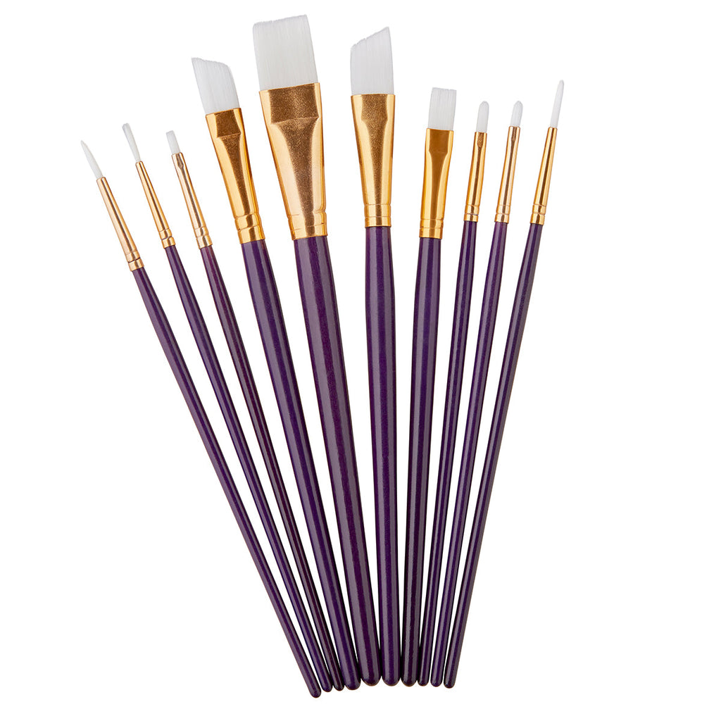 Studio White Nylon Brush Set Acrylic & Watercolor 10 pc