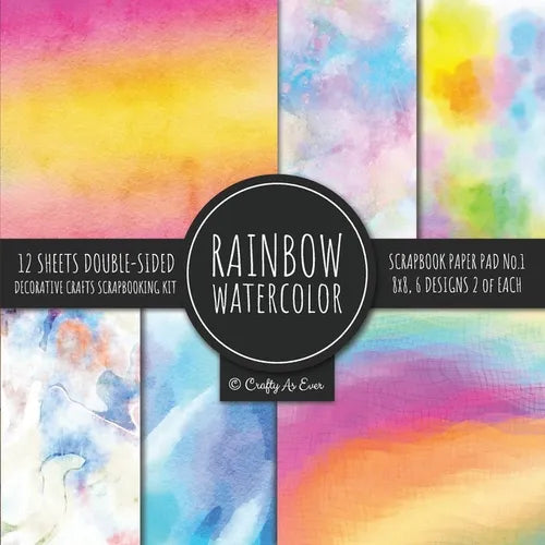 Rainbow Watercolor Scrapbook Paper