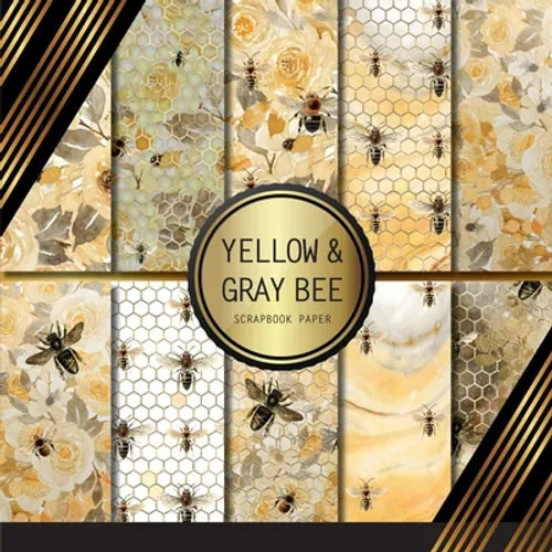 Scrapbook Paper: Yellow And Gray Bee: Double Sided Craft Paper