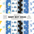 Beautiful Baby Boy Ideas Scrapbook Paper 8x8 Designer Baby Shower Scrapbook Paper Ideas for Decorative Art, DIY Projects, Homemade Crafts, Cool Nurser - Paperback
