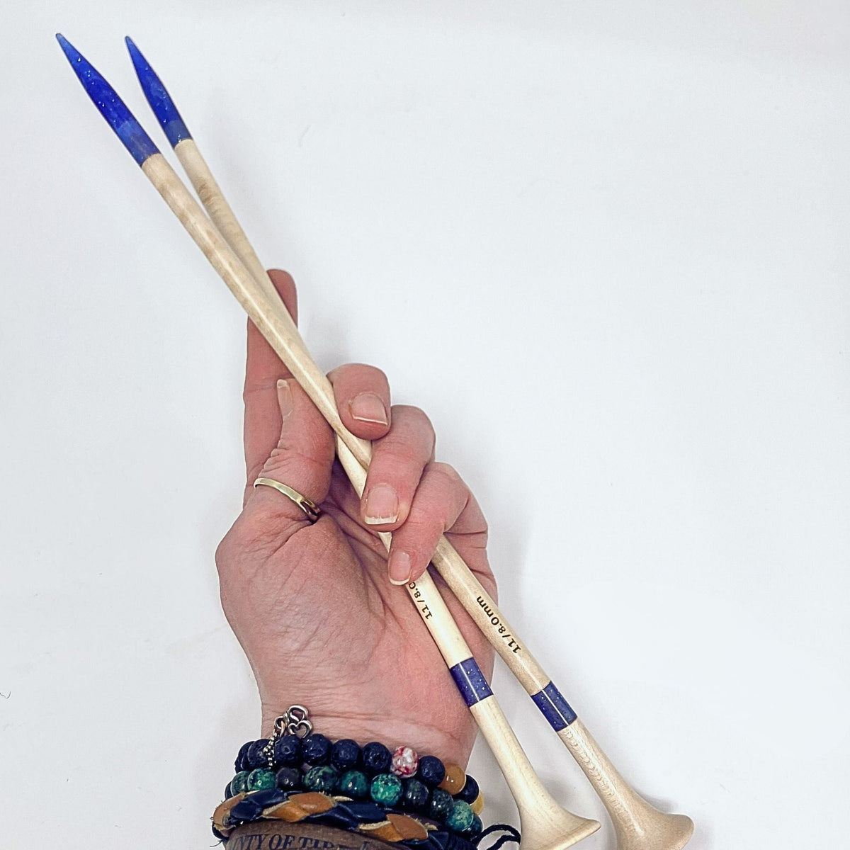 Purple Glitter Resin & Maple Knitting Needles