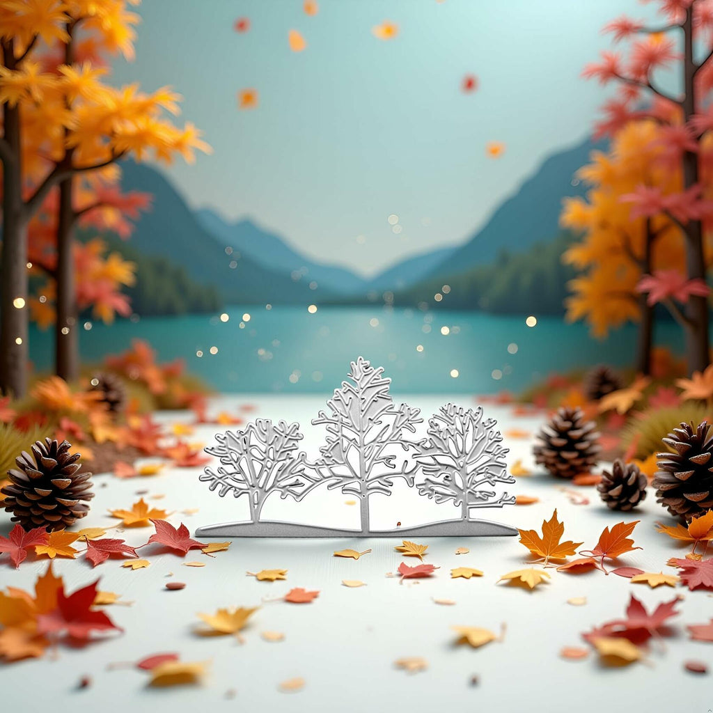 3PCS Silver Tree Metal Cutting Dies Stencils
