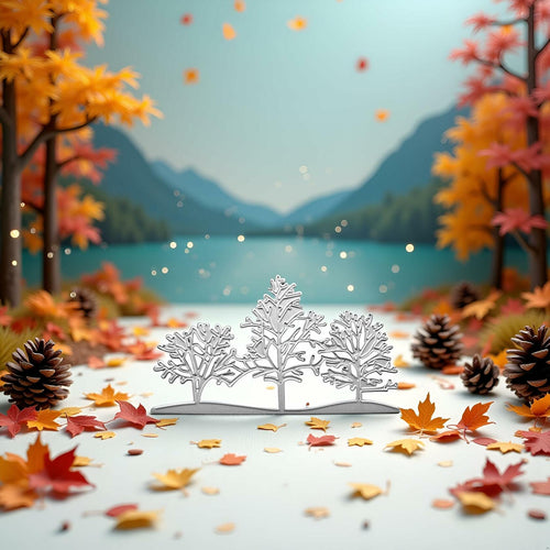3PCS Silver Tree Metal Cutting Dies Stencils