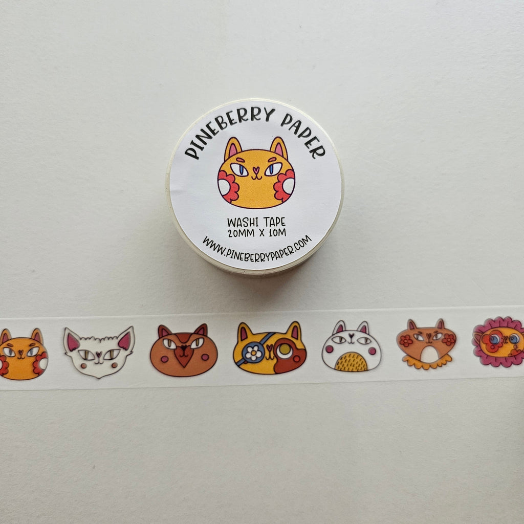 Cat Face Washi Tape | 20mm x 10m | W011